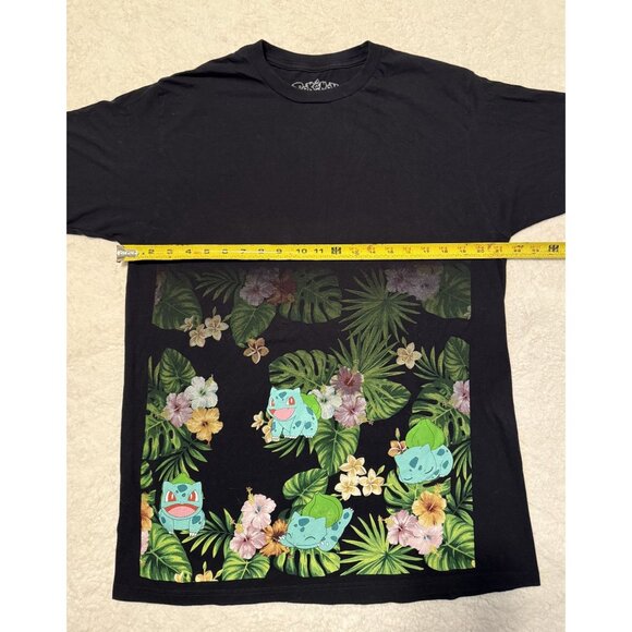 VTG Pokemon Game Freak Bulbasaur Floral T Shirt Sz Large Black Green 100% Co - Picture 6 of 6
